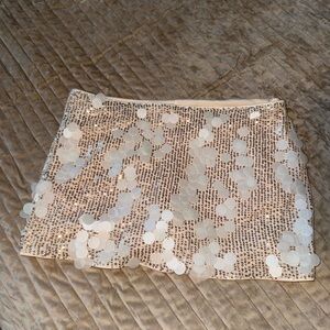 Chic Sequin Mini Skirt in Cream - Ibiza style